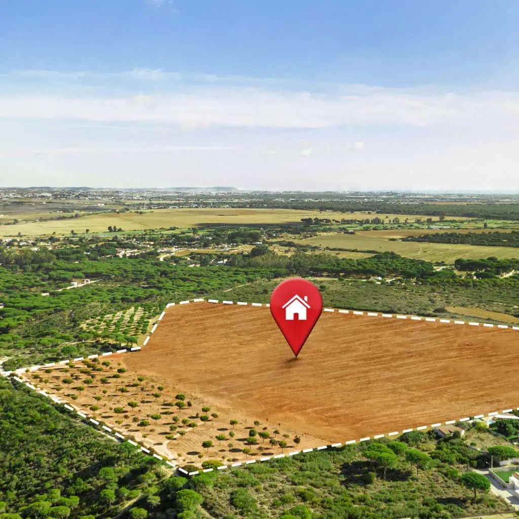 Venta de terreno en Yautepec Morelos – Credi-Inversión Vista aérea de terreno en venta en Yautepec Morelos con marcador de ubicación de Credi-Inversión Inmobiliaria